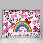 Anime Hello Cat Pink Bow Tie Birthday Backdrop For Girls